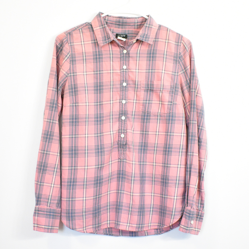 🚪J. Crew Pink Plaid Long Sleeve Pullover size XS